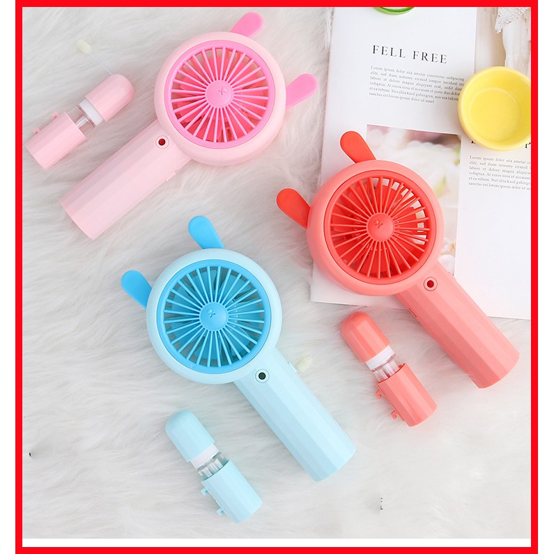 Quạt mini phun sương cầm tay có đèn led kiểu dáng cute