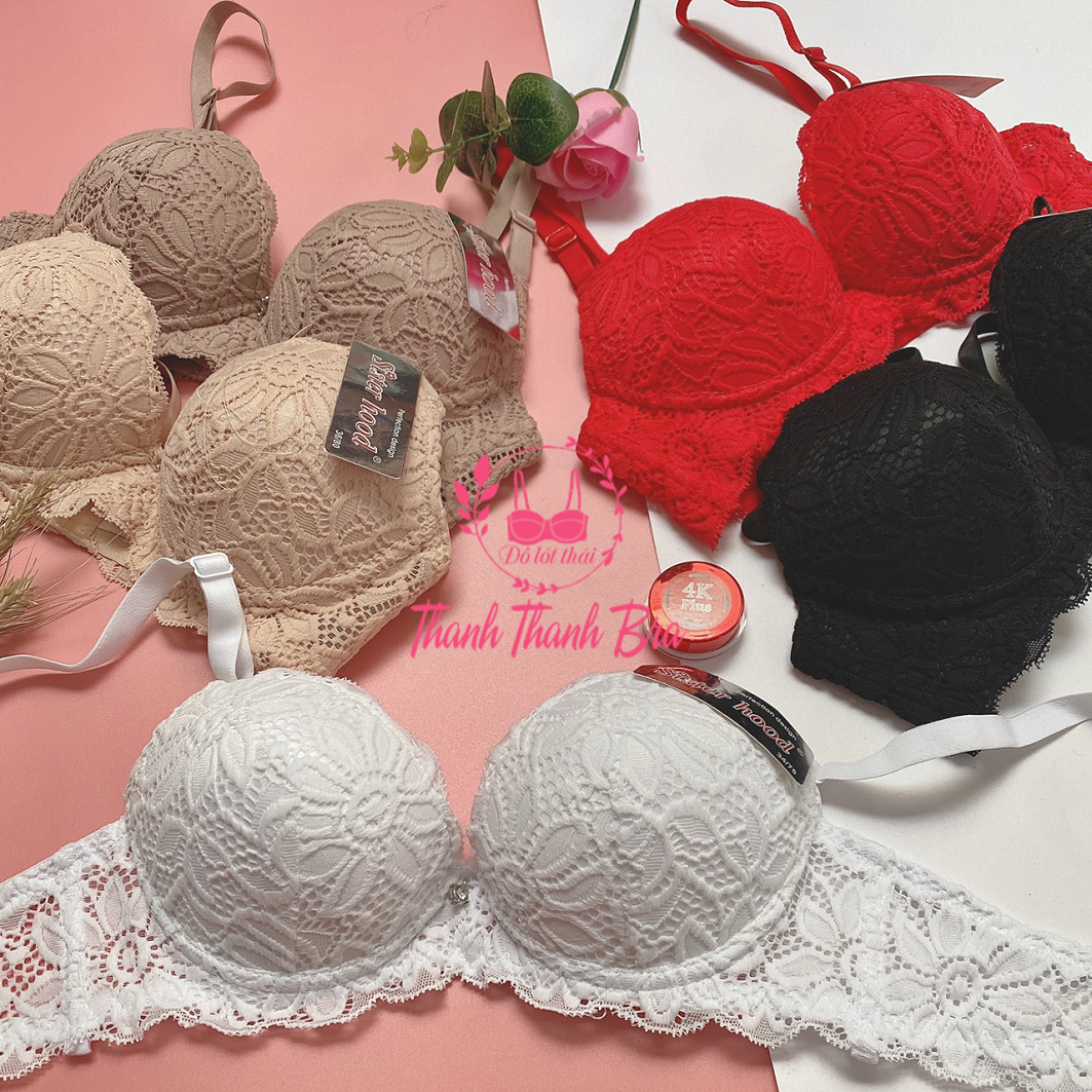  Áo ngực đệm dày có gọng Ren nổi bật - nâng đẩy mạnh - mút mềm Áo Lót Thái Lan Sisterhood 2055 