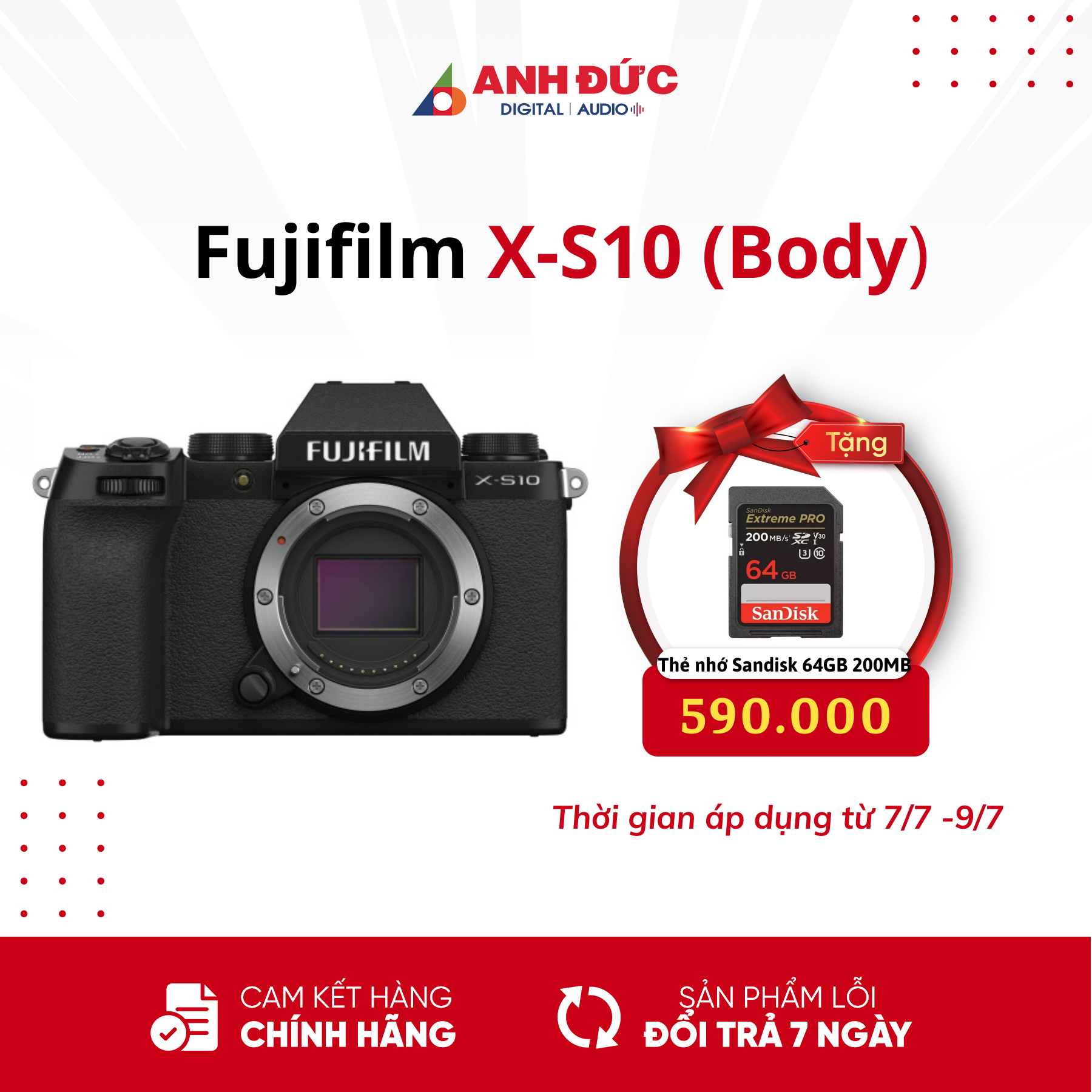 Máy Ảnh Fujifilm X-S10 (Body/Kit) - Hàng Chính Hãng - Bảo hành 24 tháng toàn quốc