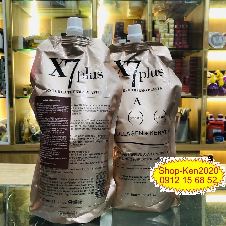 Uốn duỗi ép tóc x7 plus collagen keratin 1000ml a-b-c