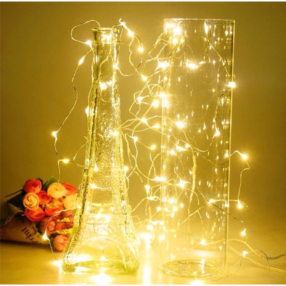 [HCM](Lựa Màu) Đèn Led Không Chớp Nháy Xài Pin 3M 30 Bóng Đèn Led Fairy Light Vàng Ấm Trang Trí Quấn Cây Đào Quất Sân Vườn Noel Lễ Tết