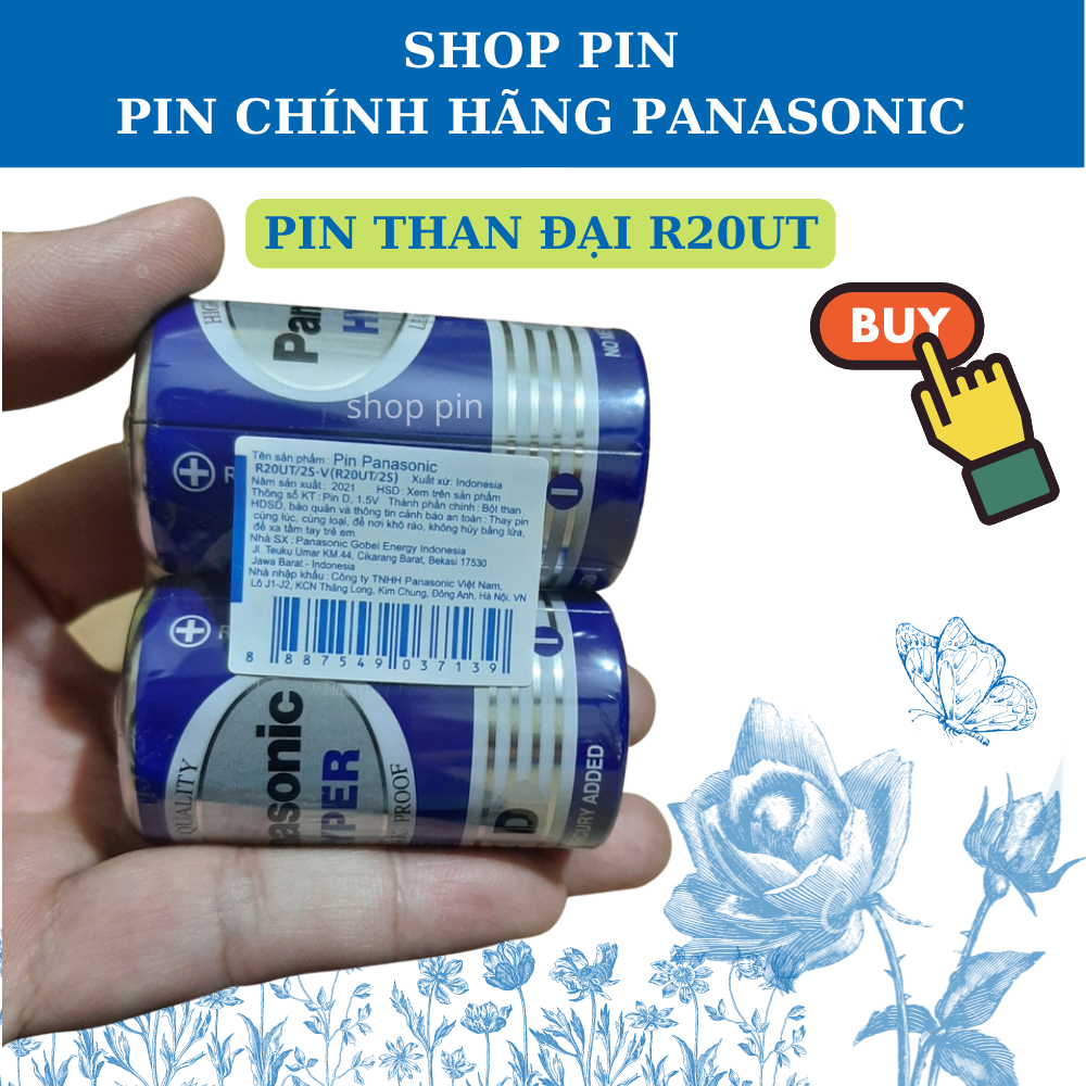 Pin Đại cỡ D R20UT/2S chính hãng panasonic - 1.5V Hàng nhập khẩu Indonesia Vỉ 2 viên