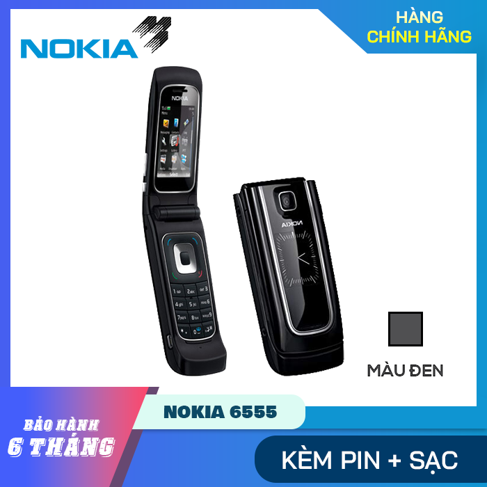Điện thoại nắp gập Nokia 6555 Sang Trọng - Hàng Chính Hãng Bảo Hành 6 Tháng