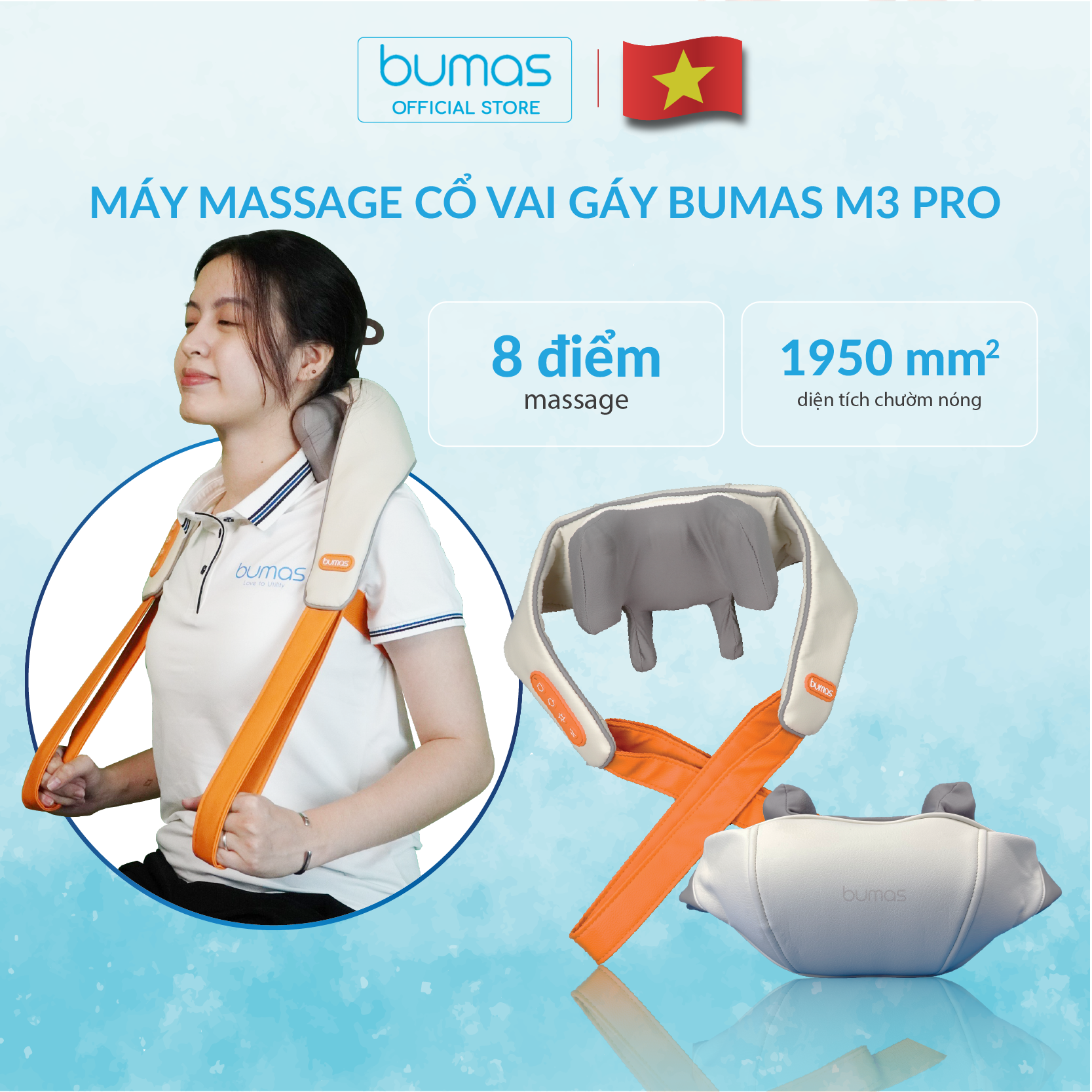 Máy Massage Cổ Vai Gáy Bumas M3 Mô Phỏng Kỹ Thuật Massage Số 8 Cải Thiện Sức Khỏe Tổng Thể