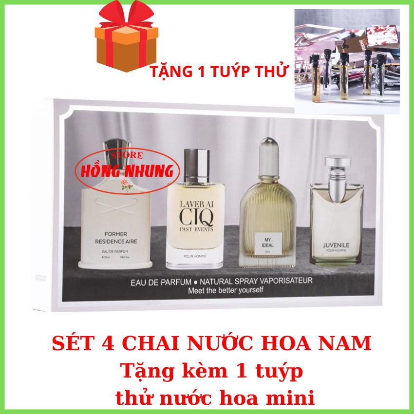 Combo 4 chai nước hoa nam tính 25ml cuốn hút thời thượng sét nước hoa nam chính hãng thơm lâu.