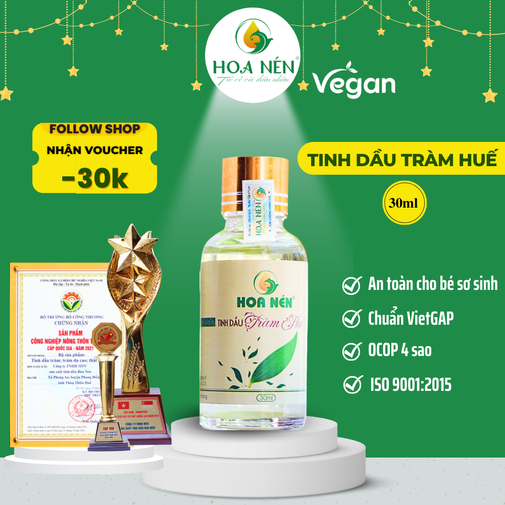 Chính hãng- tinh dầu tràm huế nguyên chất 30ml - hoa nén - chăm sóc sức khỏe mẹ và bé
