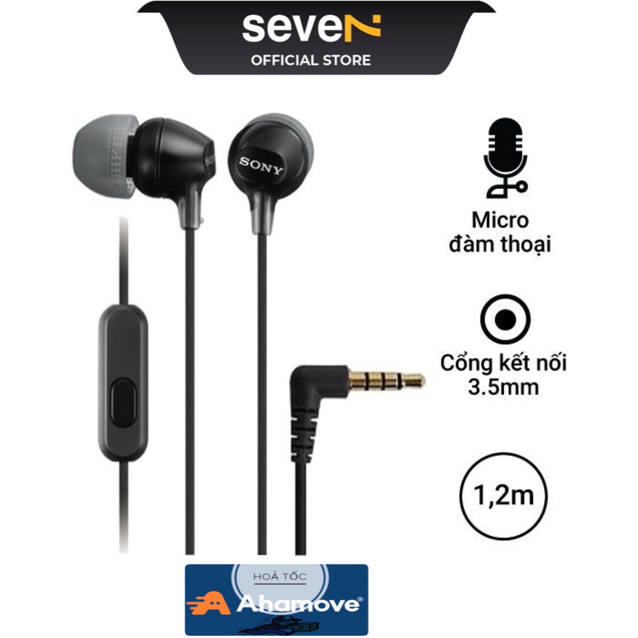 Tai Nghe Nhét Tai SONY MDR - EX15AP, Thiết Kế Nhỏ Gọn, Dây Chữ Y Chống Rối - Chính Hãng BH 6 Tháng - SEVE7
