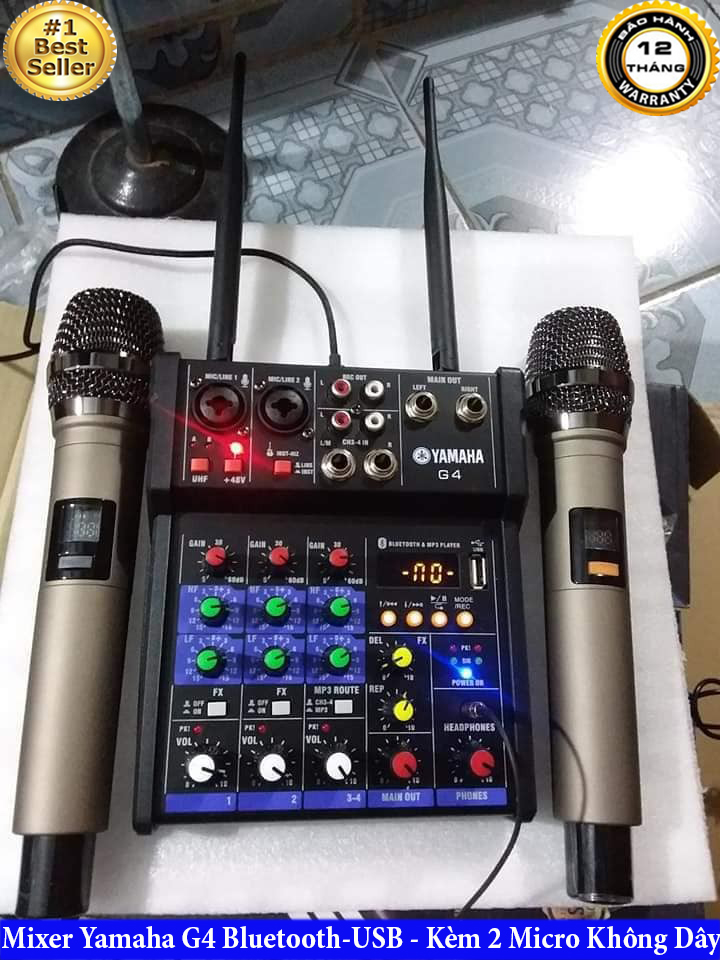 Bộ Mixer Livestream Yamaha G4 Bluetooth-Kèm 2 Micro Không Dây Cao Cấp - Thiết Kế Nhỏ Gọn Với Nhiều Kênh Âm Thanh, Nhiều Nút Hiệu Chỉnh Như Một Bàn Mixer Thu Âm Trong Các Phòng Thu Chuyên Nghiệp Được Thu Nhỏ Và Rất Dễ Sử Dụng.