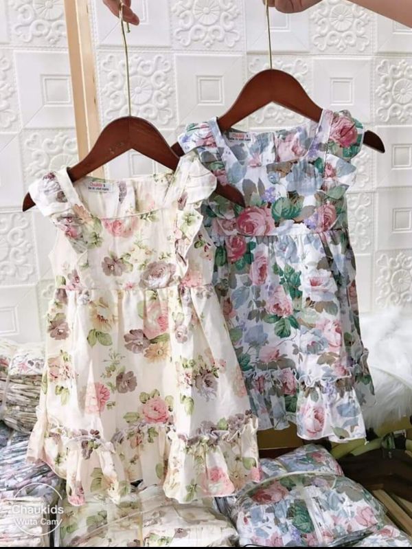 Váy hoa hồng cánh tiên cho bé gái