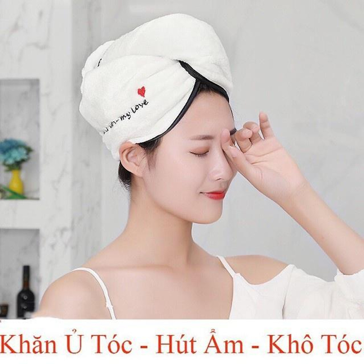 Khăn lau tóc siêu thấm hút - khăn quấn ủ khô tóc siêu tốc