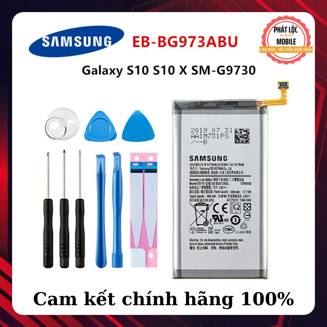 Pin samsung galaxy s10 zin chính hãng samsung sản xuất, mã eb-bg973abu dung lượng 3400mah, bảo hành pin samsung galaxy s10 3 tháng