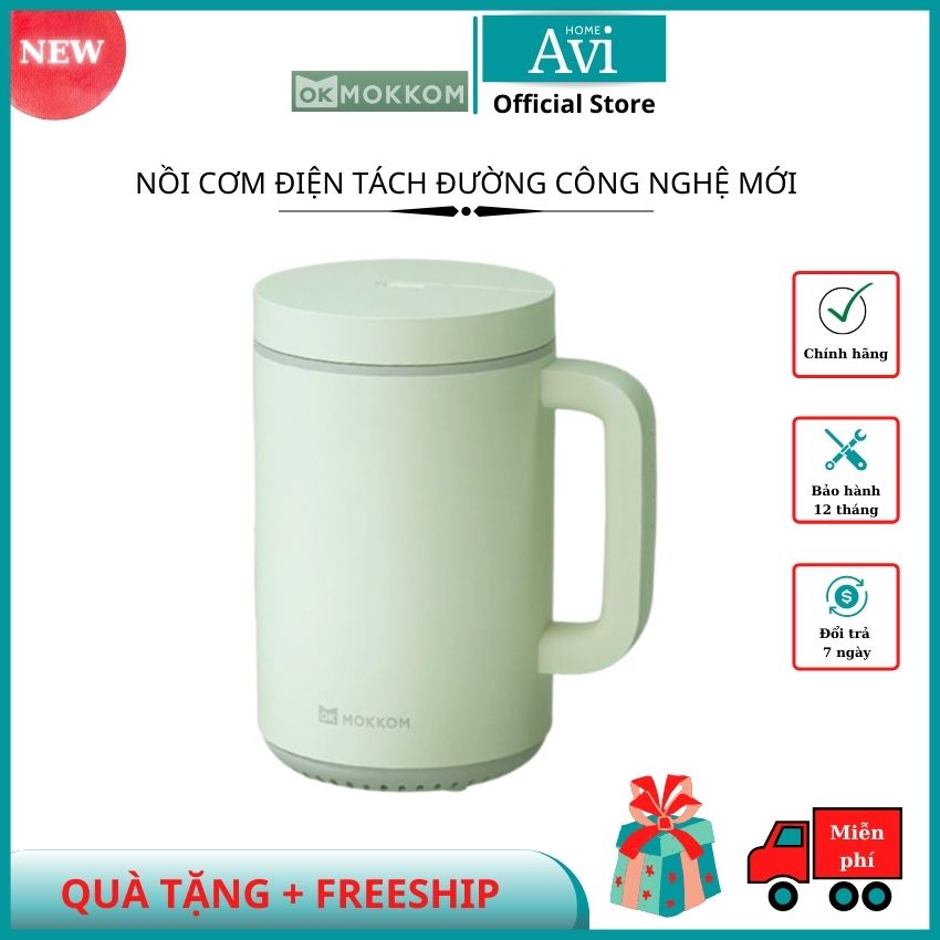 Nồi cơm điện tách đường mini 800ml mokkom mk399, giảm đường còn 38%, phù hợp cho người tiểu đường, giảm cân, giảm béo, công nghệ mới được cấp bằng sáng chế