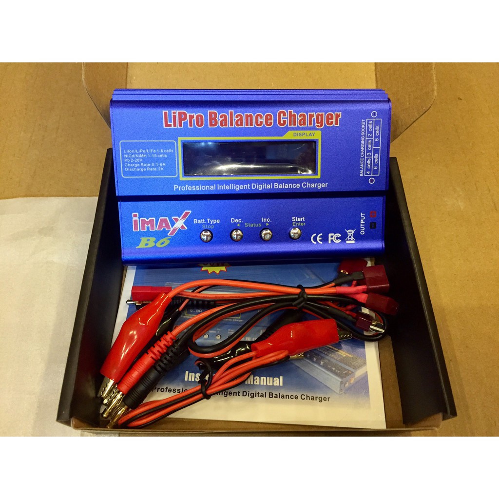Bộ sạc cân bằng kỹ thuật số rc imax b6 chính hãng xả pin 80w 6a lipo nimh li-ion ni-cd
