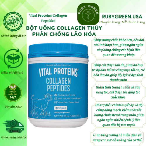 Bột Collagen Vital Proteins Collagen Peptides 567g của Mỹ- Bổ sung Collagen cho cơ thể