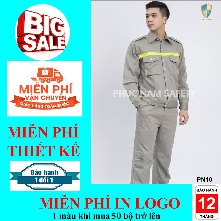 Bộ quần áo bảo hộ lao động, quần áo bảo hộ lao động ghi có phản quang – PN10, quần áo bảo hộ chất lượng, quần áo bảo hộ lao giá rẻ, đồng phục công ty, đồng phục kỹ sư, đồng phục công ty, bảo hộ lao động Phúc Nam