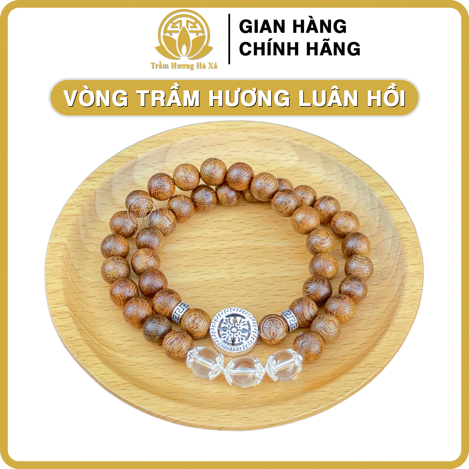 Vòng tay đôi bánh xe pháp luân phong thủy trầm hương HÀ XÁ vòng đeo tay luân hồi cặp đôi nam nữ may mắn tài lộc