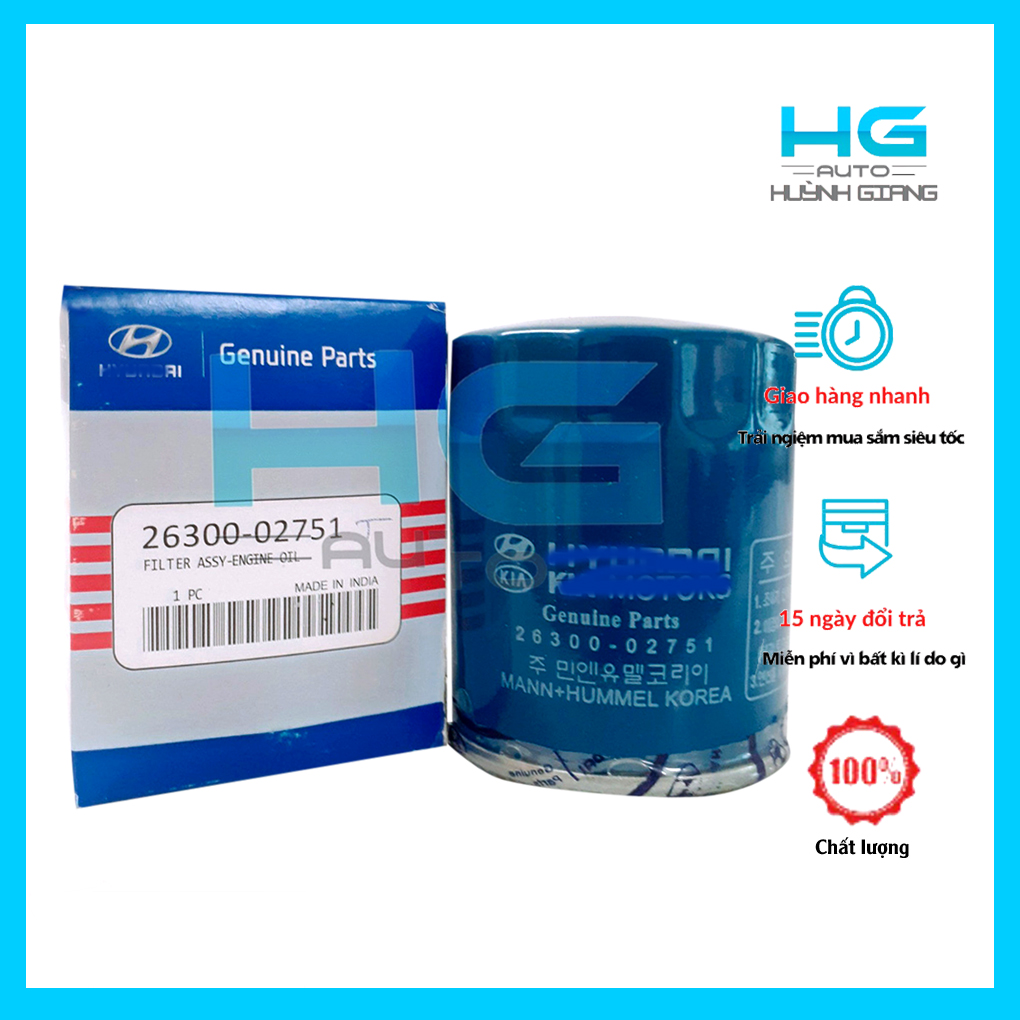 Lọc dầu nhớt xe ô tô Huynhdai Accent, Kia, I10 mã 26300-02751 (Hgauto)