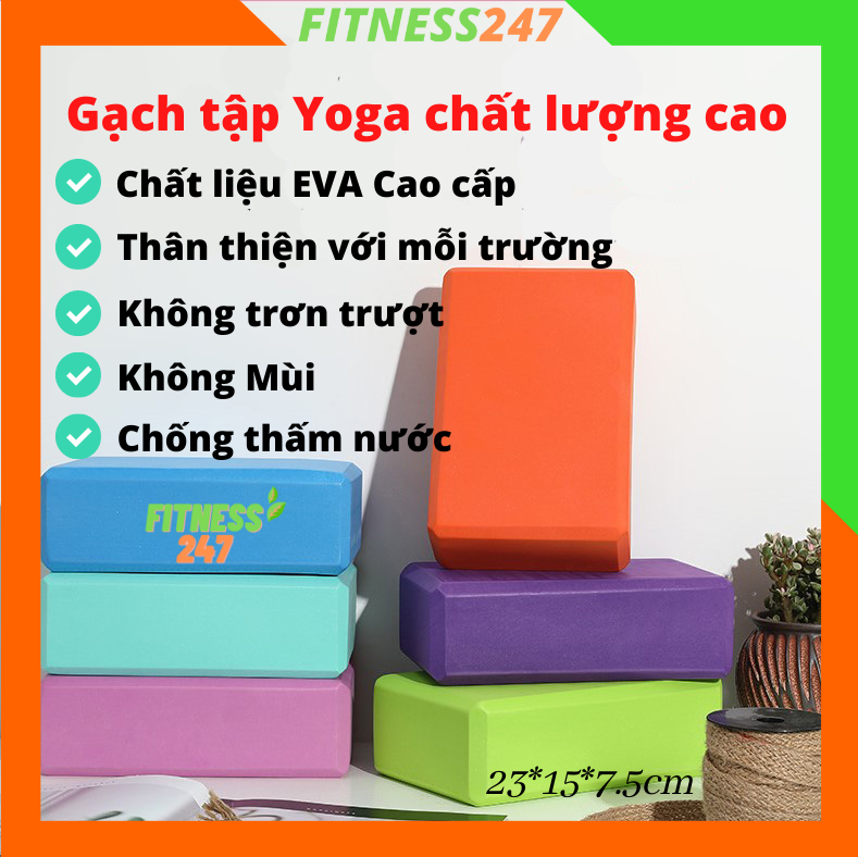 Gạch tập Yoga, Gạch xốp tập yoga chất lượng cao chất liệu EVA bền đẹp giá rẻ, độ nén cao nặng 200g