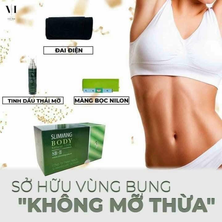 Bộ ủ nóng tan mỡ slimming body sb2 (đai điện ủ nóng + tinh dầu + thước dây + màng bọc nilong) giảm 10-15cm