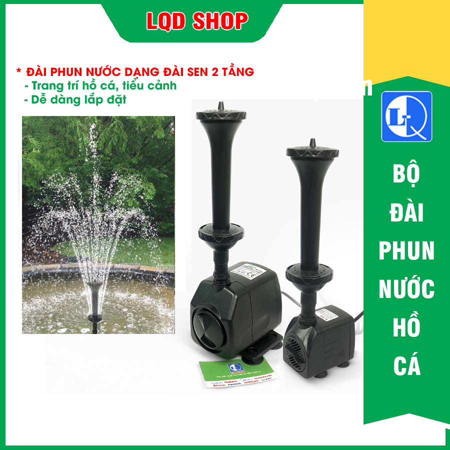 Đài phun nước hồ cá dạng đài sen 2 tầng - Trang trí hồ cá, hồ non bộ