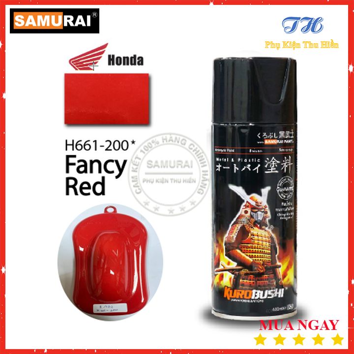 Sơn xịt samurai màu đỏ tinh khiết - mã h661-200