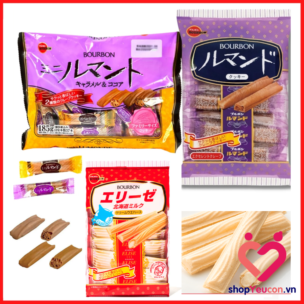 Bánh bourbon quế elise vị sữa hokkaido 57g nội địa nhật t12/2024