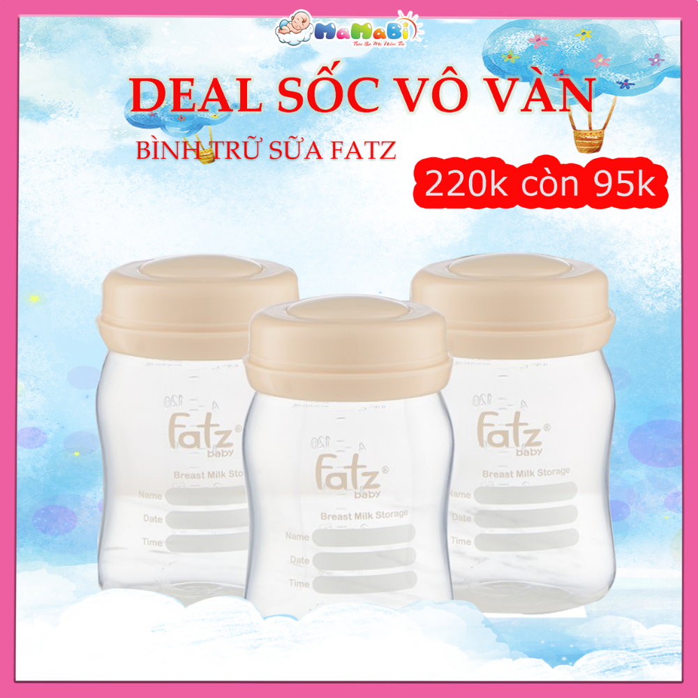 Bình trữ sữa 150ml (bộ 3 bình) Fatzbaby )-Bình trữ sữa cổ rộng dùng được cho tủ lạnh, lò vi sóng,tiệt trùng an toàn