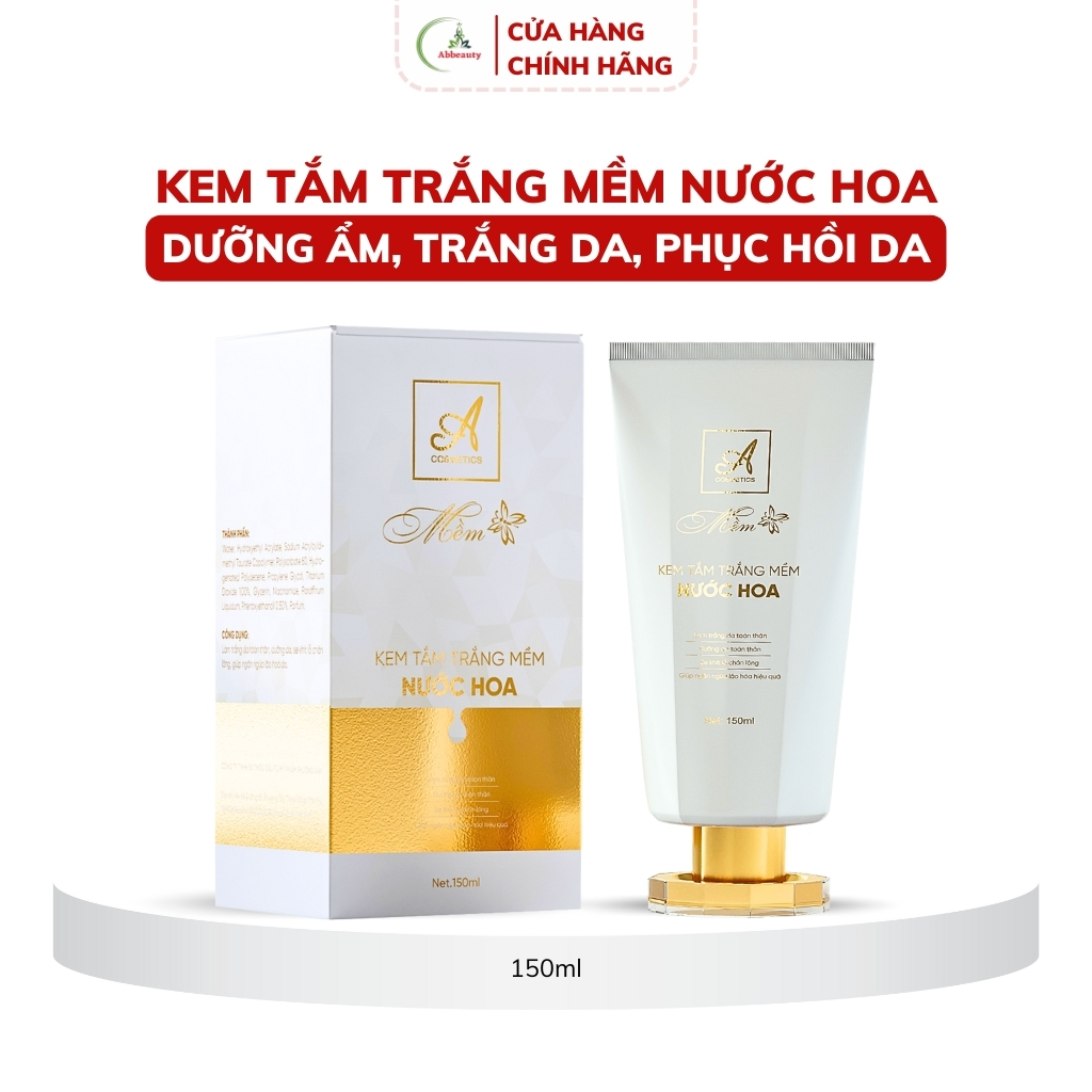 Kem tắm trắng toàn thân Mềm acosmetics, ủ trắng body, hương nước hoa 150ml