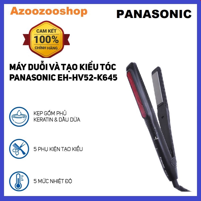 Máy duỗi và tạo kiểu tóc panasonic eh-hv52-k645 - bảo hành 12 tháng - hàng chính hãng