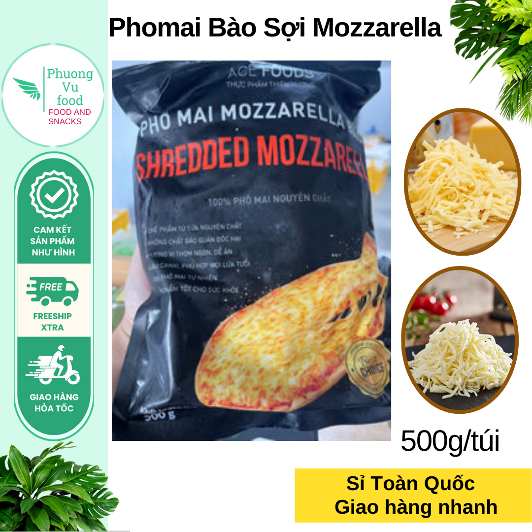 Pho Mai Bào Sợi Mozzarella 500g túi  Giao hàng Hà Nội