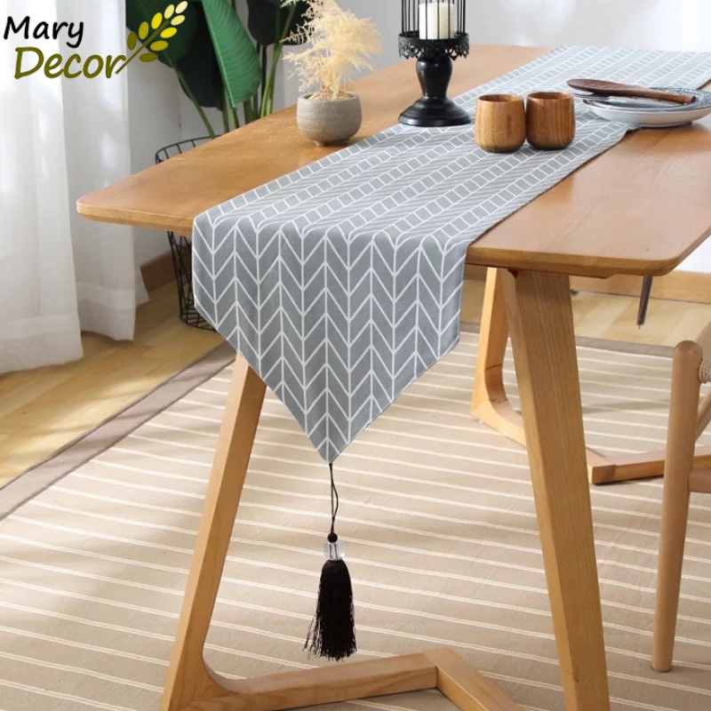 Khăn runner Mary Decor trải bàn phòng khách cao cấp giá rẻ, mẫu mới nhất hiện nay - họa tiết Mũi tên - KR-B05