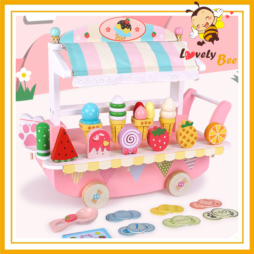 Đồ Chơi Gỗ Mother Garden - Xe Đẩy Kem Gỗ Ngọt Ngào