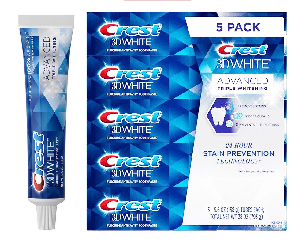 Kem đánh răng trắng răng Crest 3D White Advanced của P&G Mỹ mỗi tupe 148gr