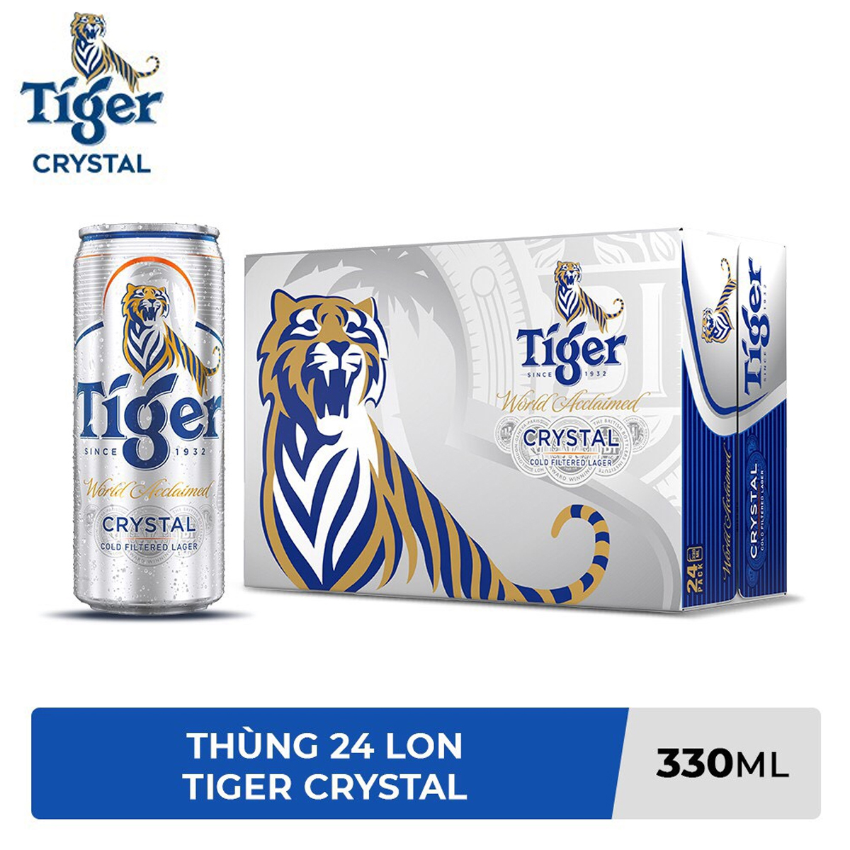 THÙNG 24 LON BIA TIGER CRYSTAL 330ML