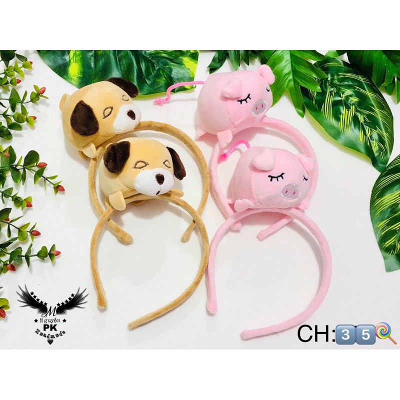 Băng đô cài tóc hình chú heo-chó cute