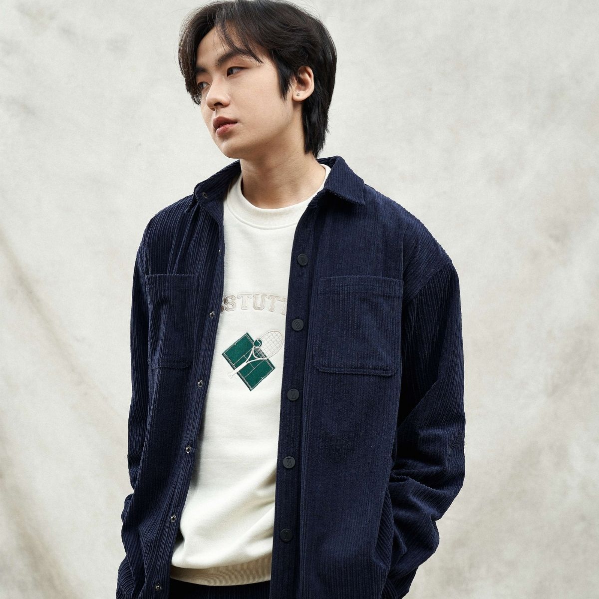 Áo sơ mi nhung tăm nam ssstutter đứng form loose cổ điển sơ mi khoác porter shirt