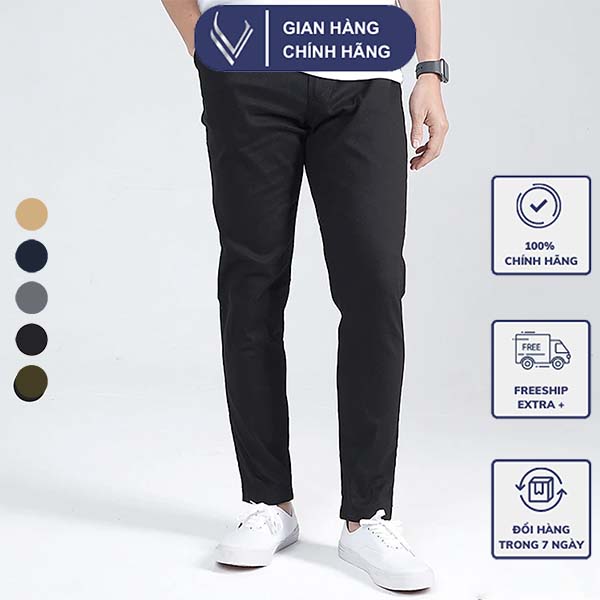 Quần kaki nam chất liệu cotton dày dặn bền đẹp tôn dáng người mặc - veratino