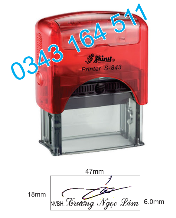 Khắc dấu chữ ký s843 18x47mm shiny nội dung tùy chọn