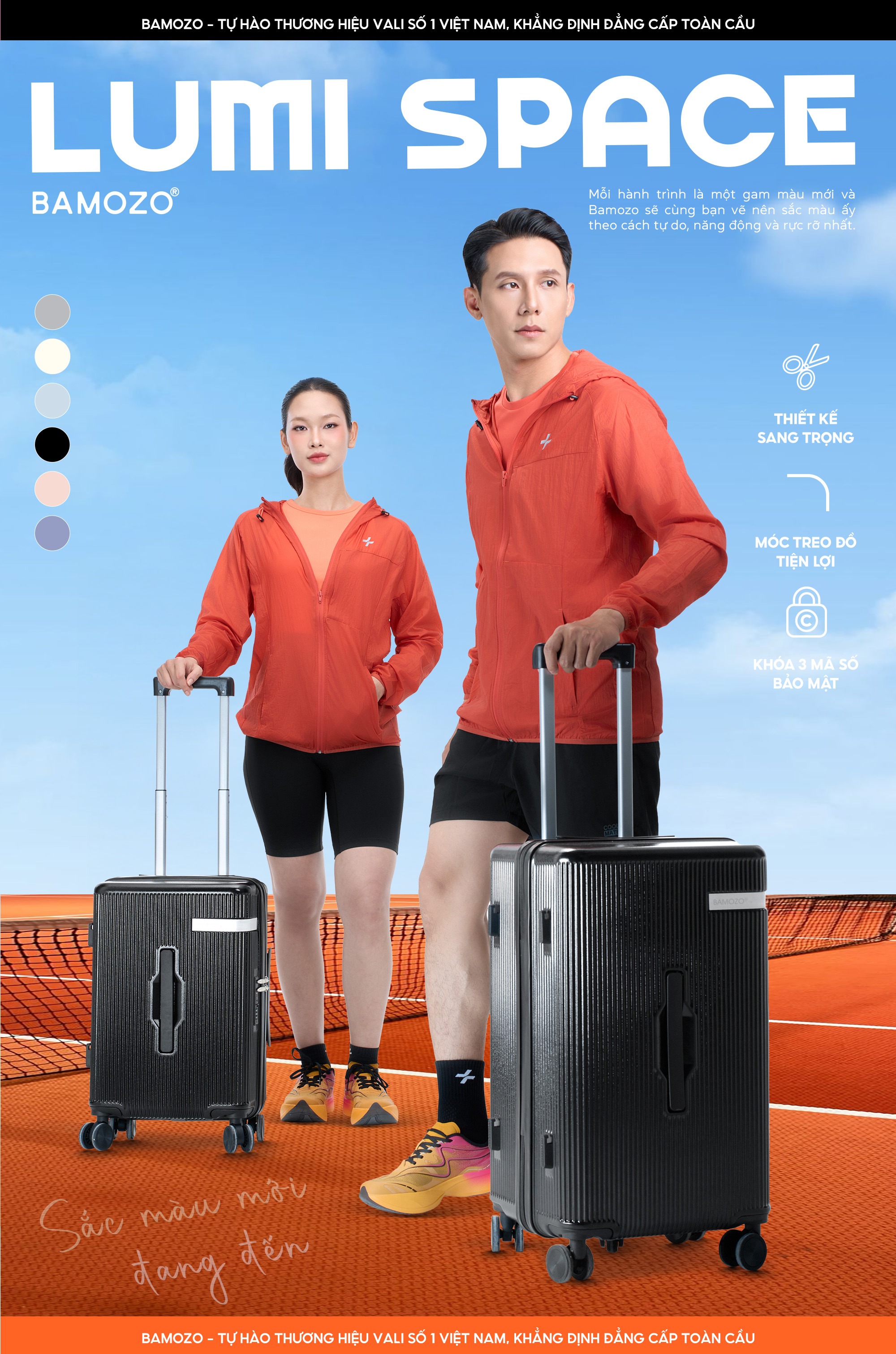 [DEAL HOT] Vali Thời Trang B Bamozo Lumispace Du Lịch Tiện Ích 3IN1 Bề Mặt Chống Xước Giữ Màu Siêu Bền_LUMI