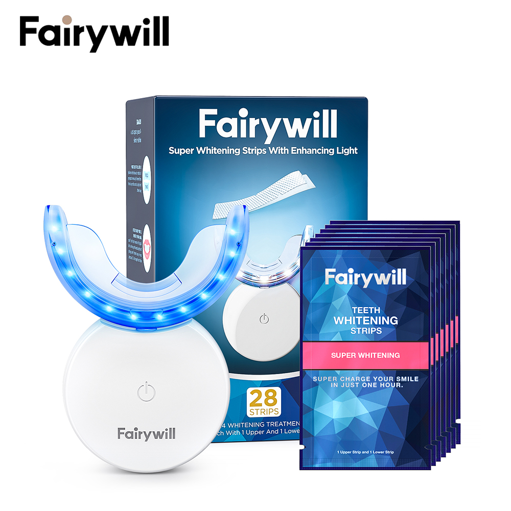 Fairywill bộ dụng cụ làm trắng răng l6 kèm đèn led