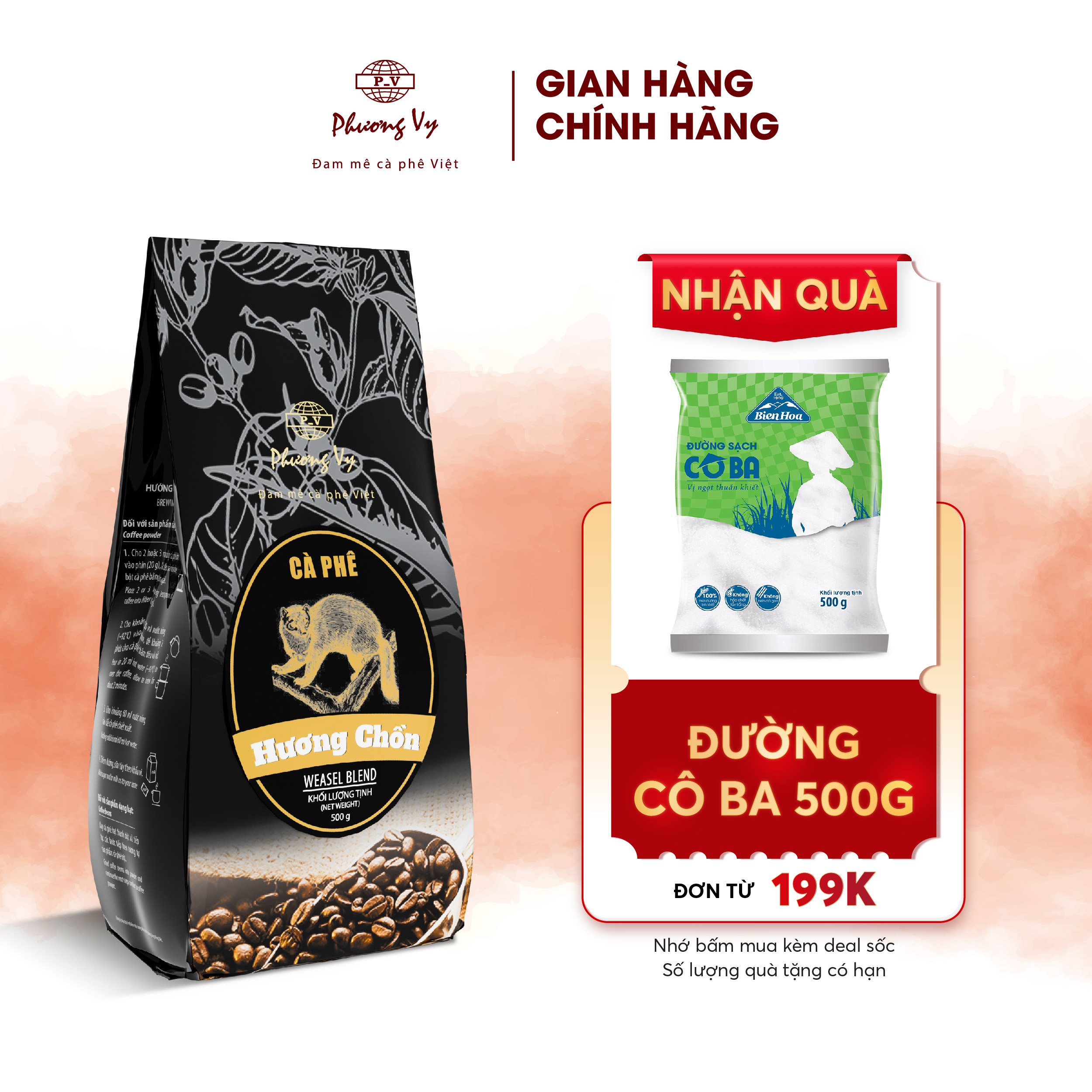 Cà Phê Truyền Thống Hương Chồn 500g thơm béo, đậm đà dành cho pha phin, Phương Vy Coffee