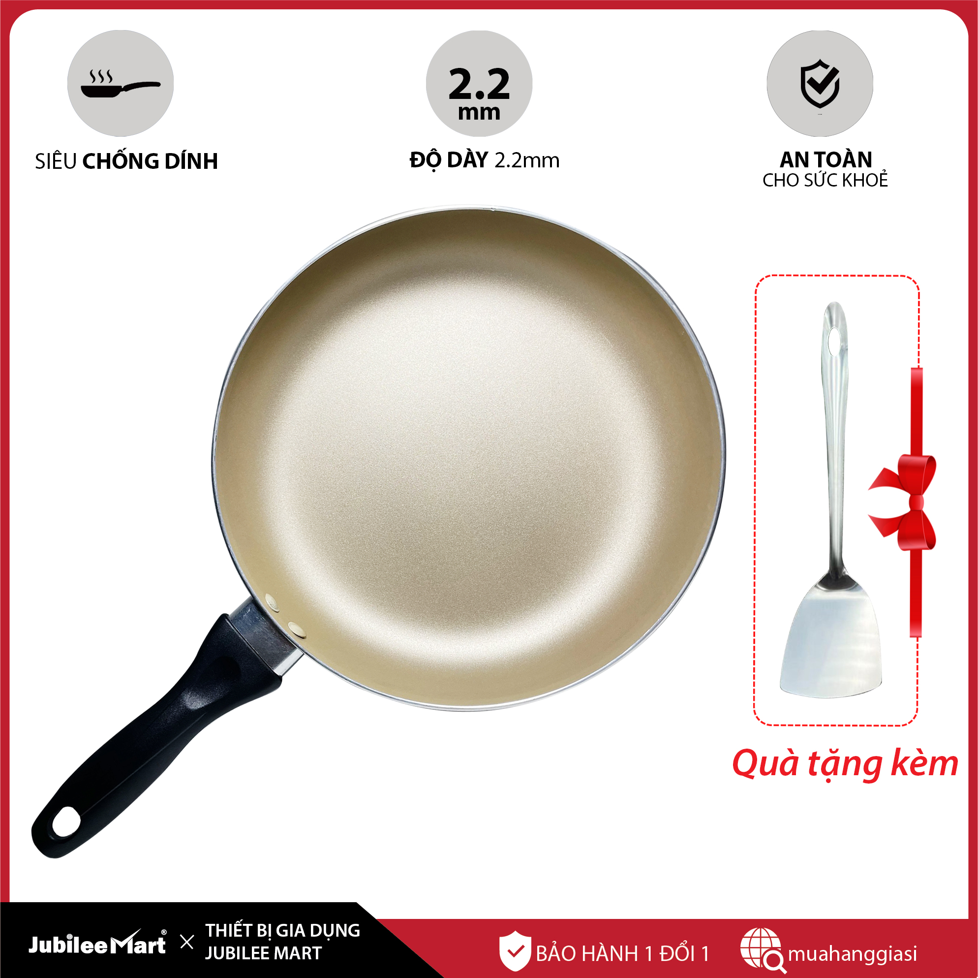 Chảo Chống Dính Cao Cấp Mạ Phủ Đồng Jubilee Mart , Chao chong dinh cao cap van da , Chảo chống dính cao cấp nhiều size 24 - size 26