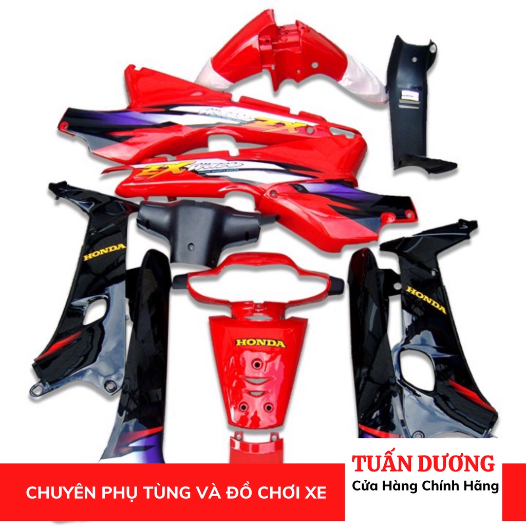 Bộ vỏ nhựa wave zx đỏ đen , trắng đen dành cho xe wave - dàn áo wave zx , wave alpha tặng kèm tem 3 lớp hàng xịn