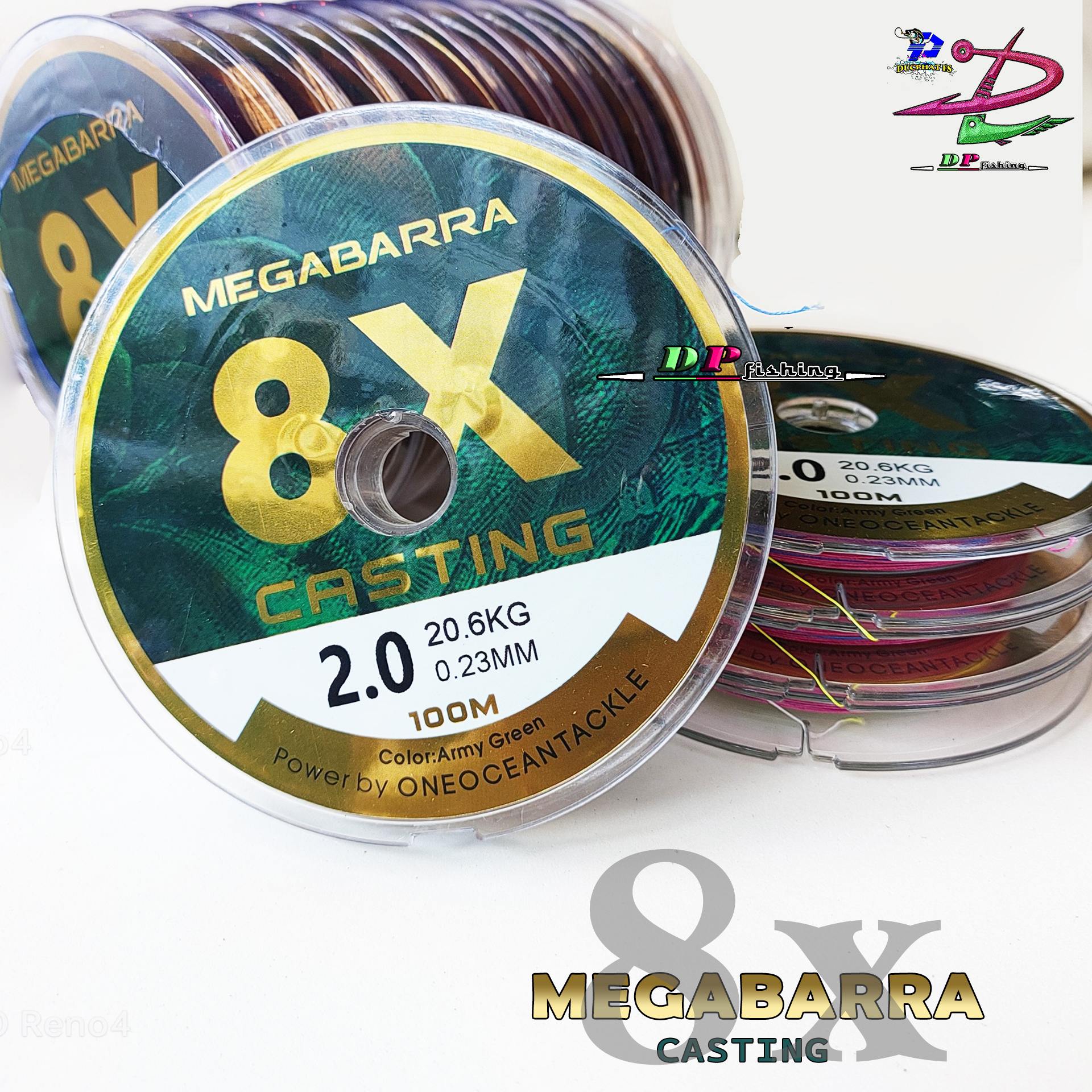 Dây câu dù x8 MEGABARRA 7 màu. Dù tơ 7 màu. Dù lure