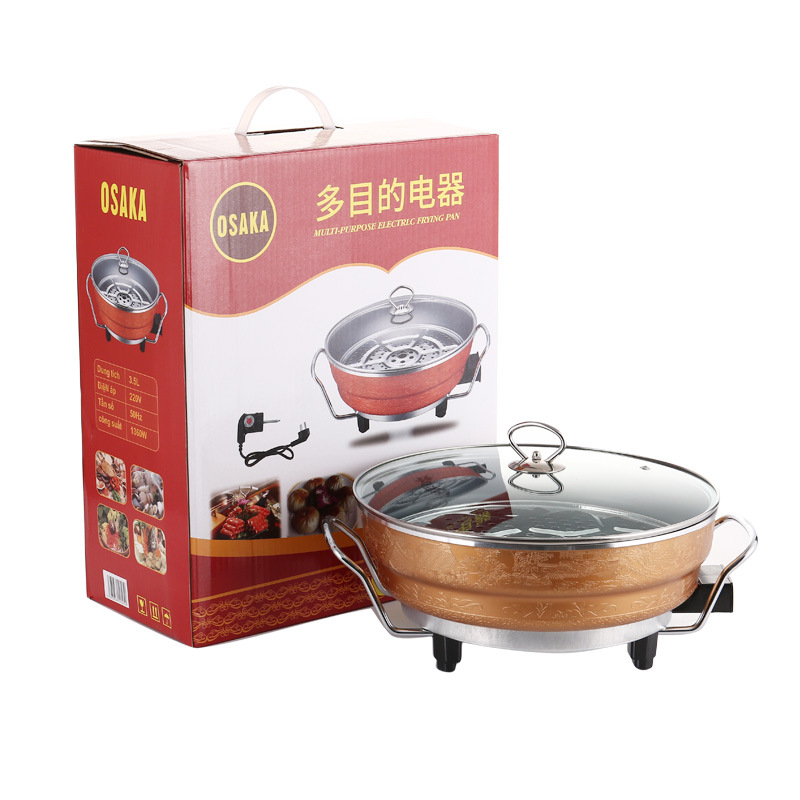 Nồi lẩu điện osaka đa năng chống dính nhật bản,chảo lẩu điện đa năng dành cho gia đình, nồi & bếp lẩu osaka, nồi lẩu nướng điện đa năng osaka họa tiết hoa cương chảo điện đa năng an toàn cao cấp tặng kèm vỉ hấp