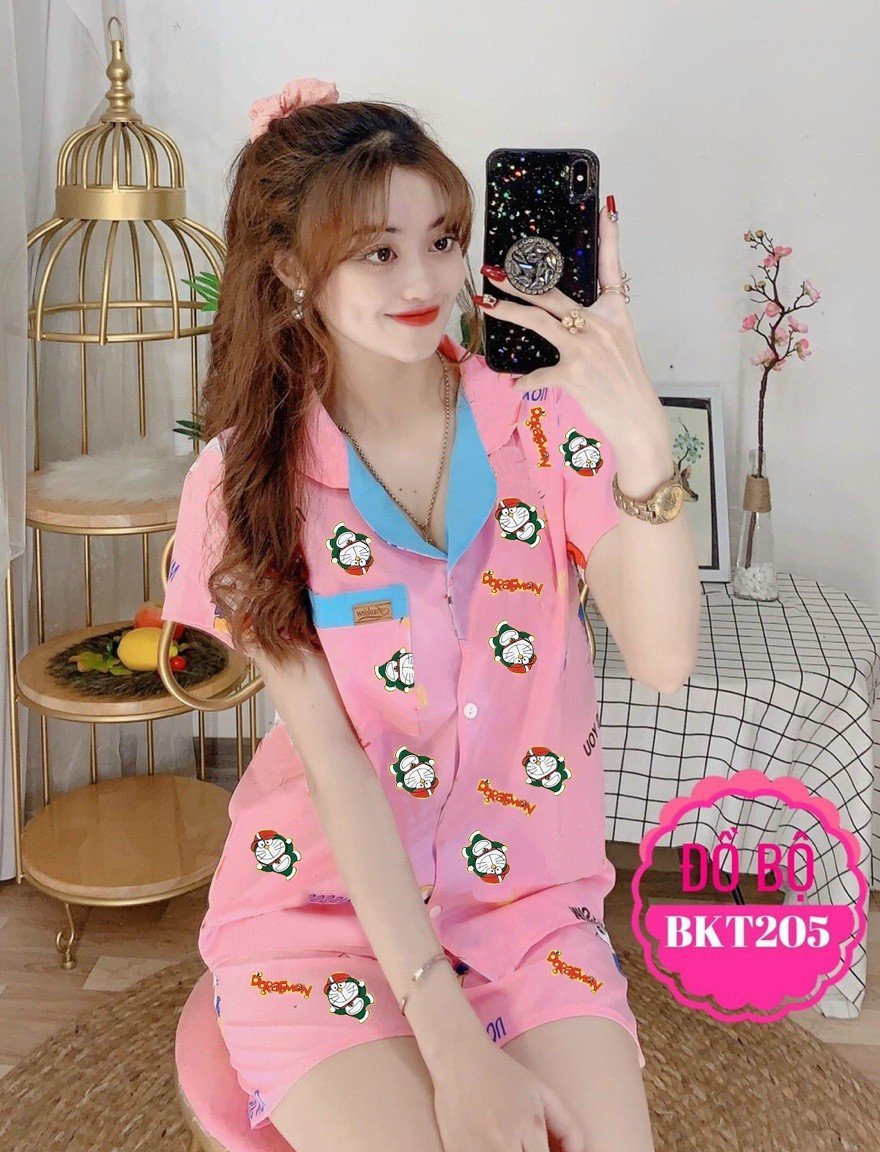 Đồ bộ ngắn mặc nhà chất vải kate lụa dưới 55kg