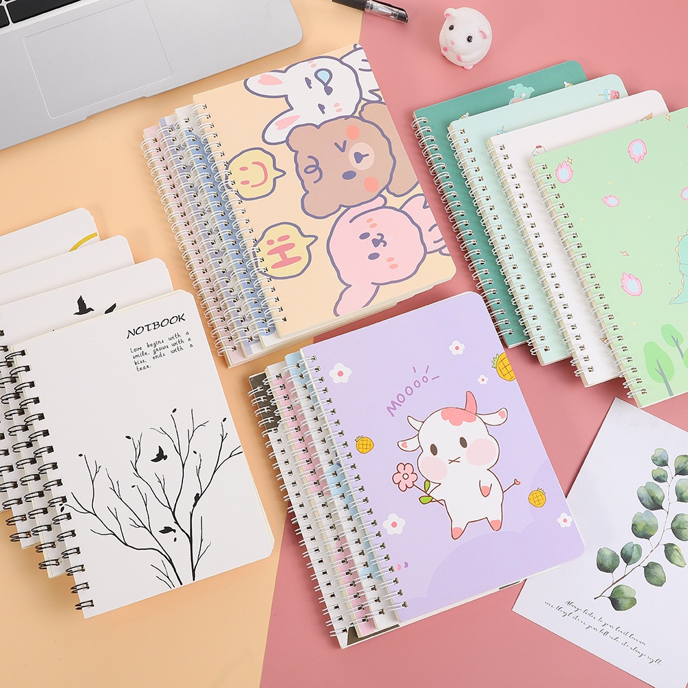 Sổ lò so a5, vở lò xo a5, tập vở kẻ ngang 80 trang bìa cute