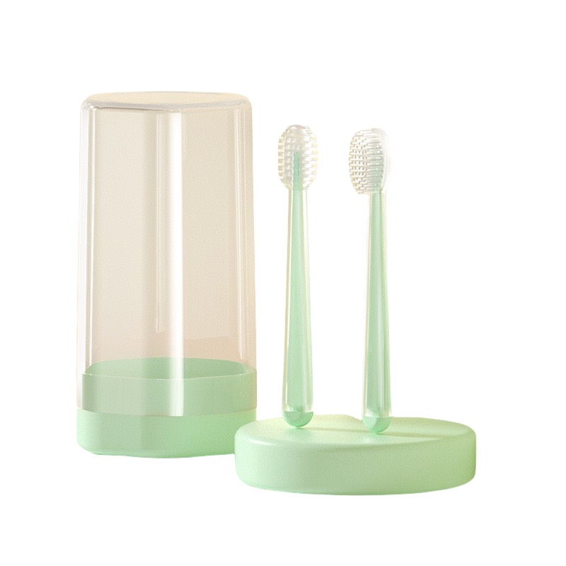 Rơ lưỡi silicon và bàn chải đánh răng silicon siêu mềm, an toàn cho bé từ 0 - 18 tháng