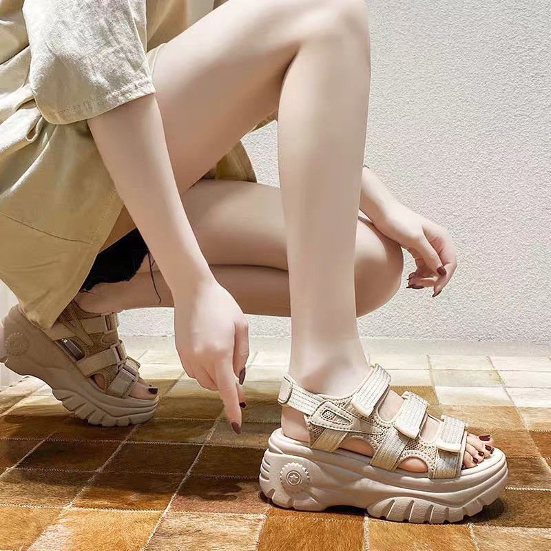 Sandan độn đế nữ 3 quai dán sang trọng trẻ trung cá tính