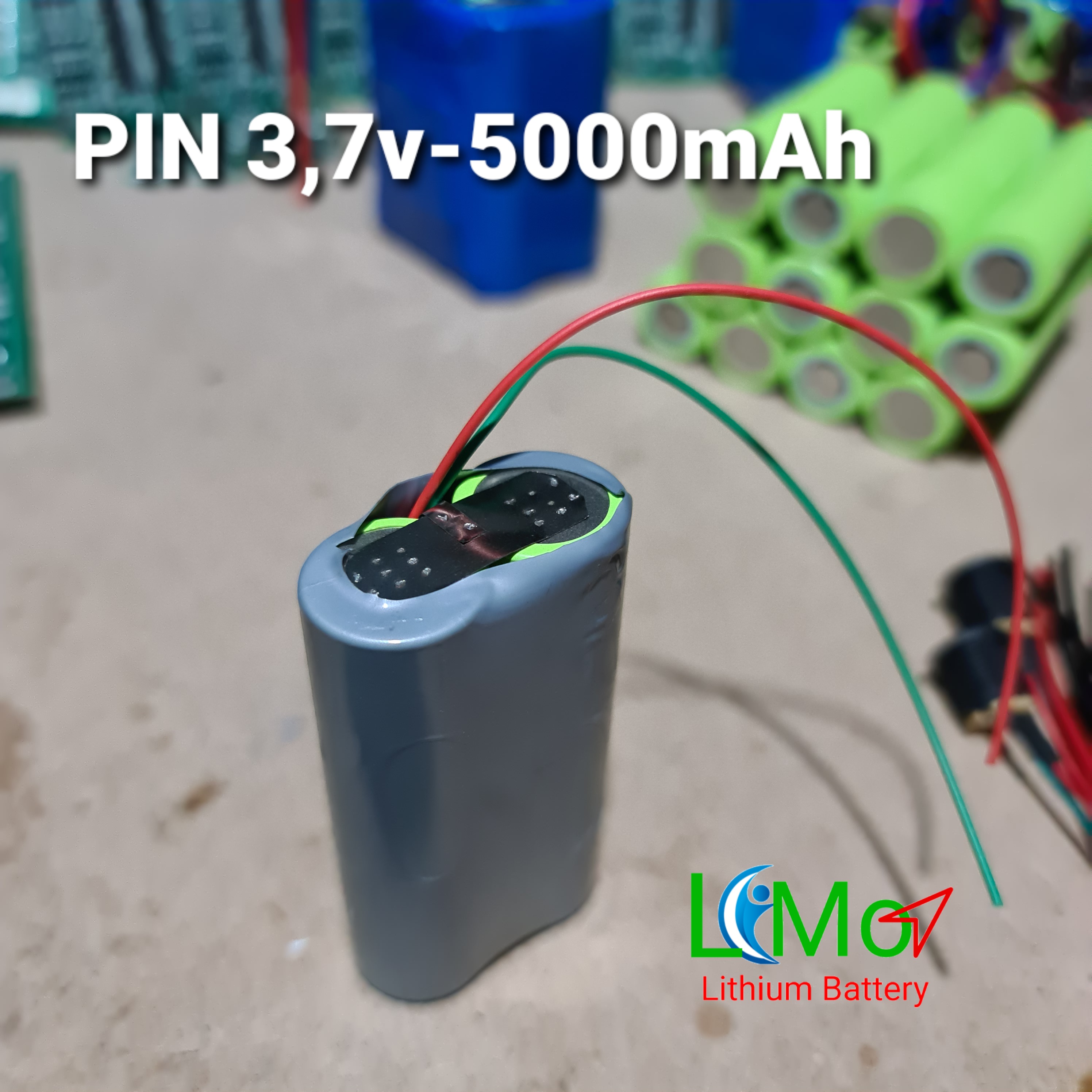 Khối pin Lithium 3,7v 5000mAH. Gồm 2 Cell pin mới dòng xả cao. LiMo - Lithium Batery